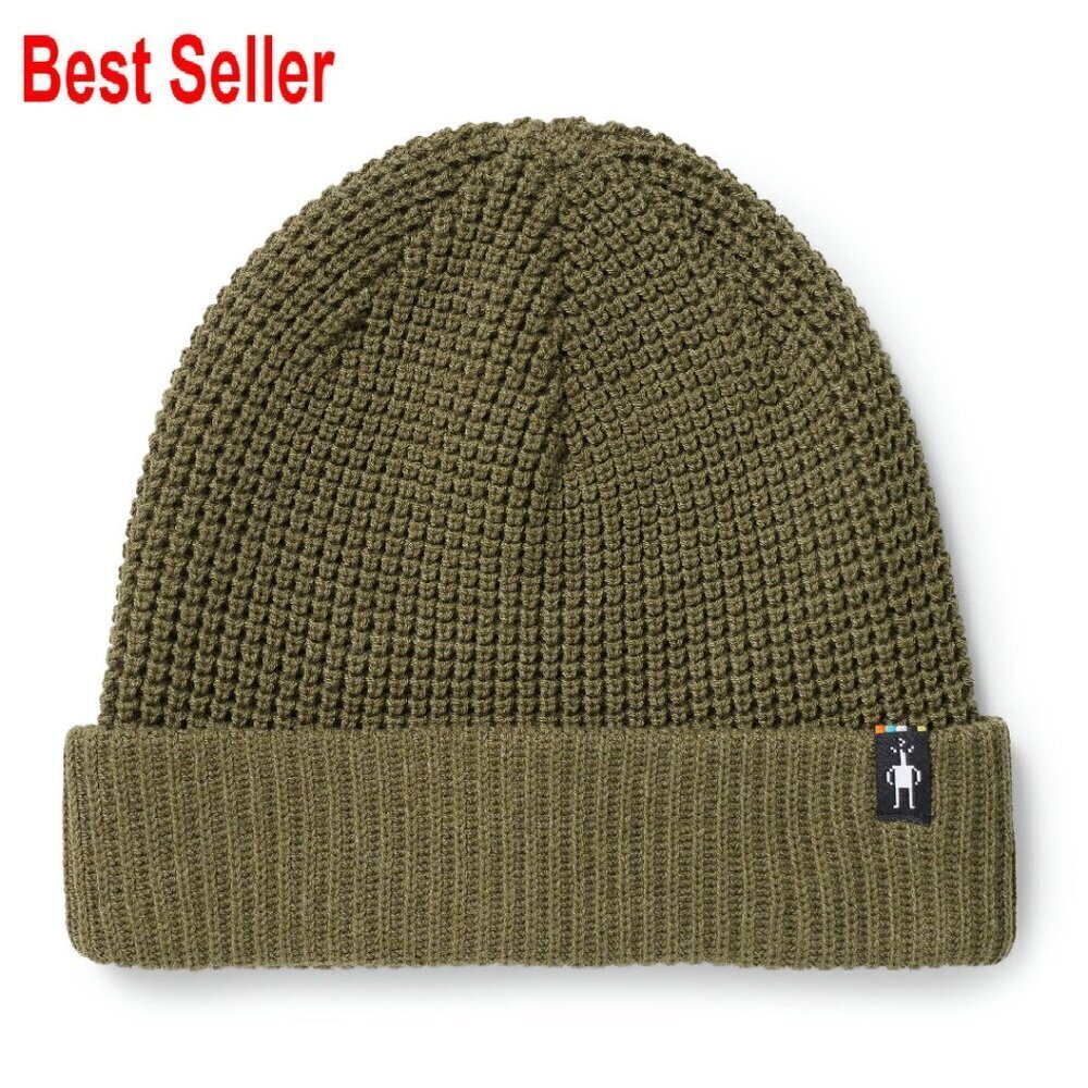 Waffle Knit Beanie Ribbed Cuff Classic Minimal Cozy Winter Essential